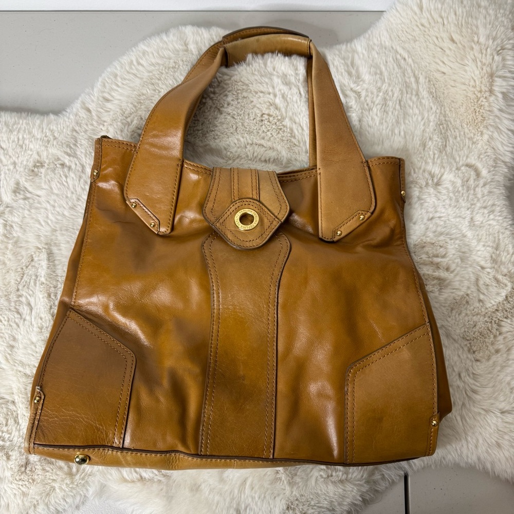 Perlina Caramel Leather Tote Bag